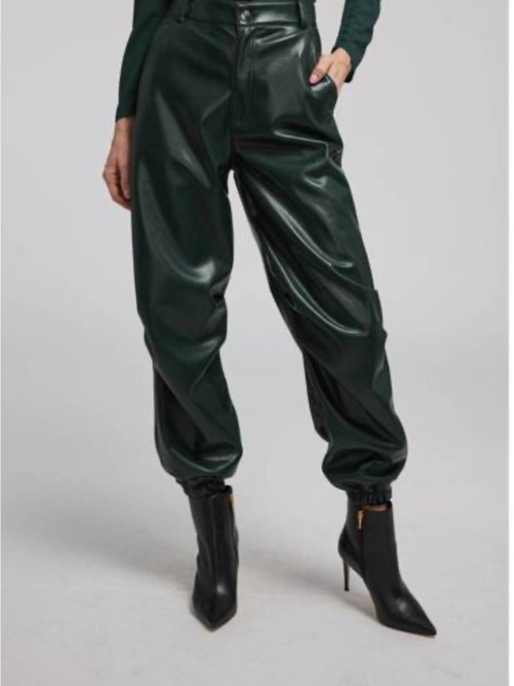 Generation Love Dark Green Faux Leather Joggers